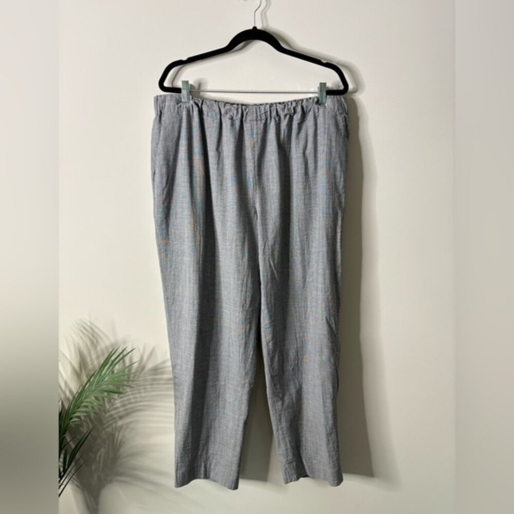 Lafayette 148 Linen Wool Blend Grey Pull on Murray Pant Ankle Size 2X
